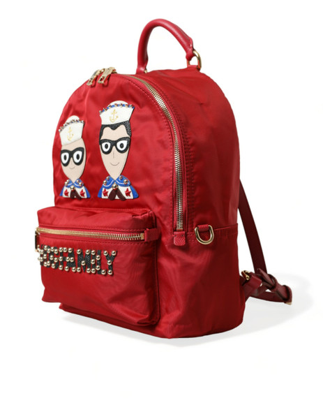 Red #DGFAMILY Embellished Backpack VULCANO Bag Red #DGFAMILY Embellished Backpack VULCANO Bag