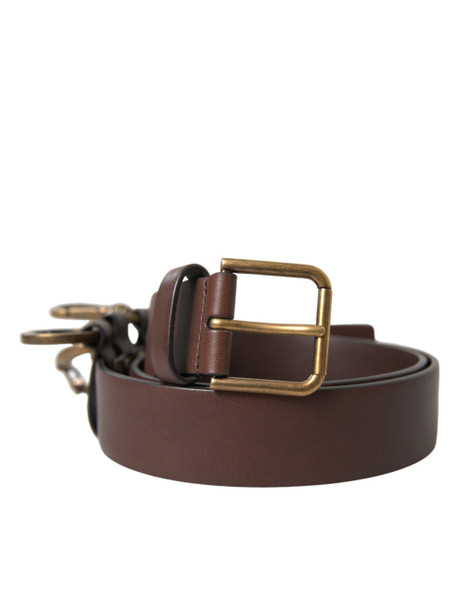 Dolce & Gabbana Brown Calf Leather Gold Metal Buckle Belt Dolce & Gabbana Brown Calf Leather Gold Metal Buckle Belt