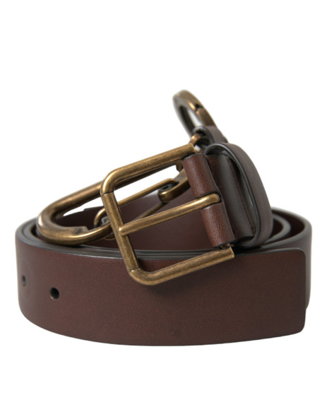 Dolce & Gabbana Brown Calf Leather Gold Metal Buckle Belt BEL9034 Dolce & Gabbana Brown Calf Leather Gold Metal Buckle Belt BEL9034