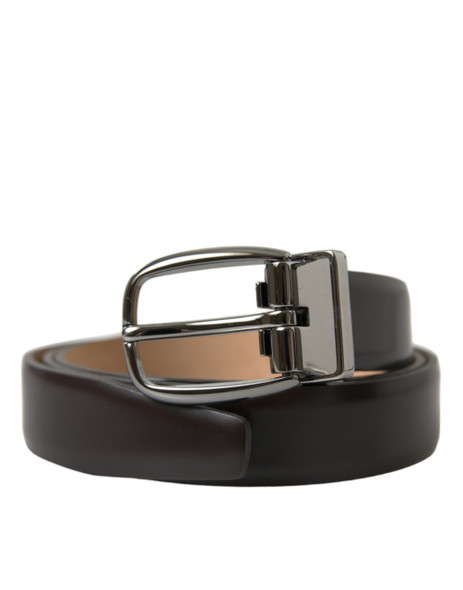 Dark Brown Leather Silver Metal Buckle Belt Dark Brown Leather Silver Metal Buckle Belt