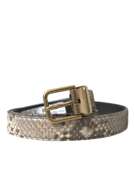 Dolce & Gabbana Brown Python Leather Gold Metal Buckle Belt Dolce & Gabbana Brown Python Leather Gold Metal Buckle Belt