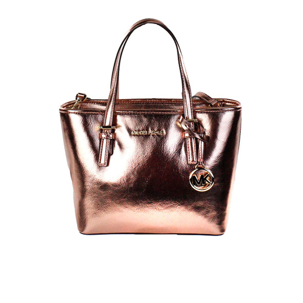 Michael Kors Jet Set Primrose Metallic XS Carryall Top Zip Tote Bag Purse Michael Kors Jet Set Primrose Metallic XS Carryall Top Zip Tote Bag Purse