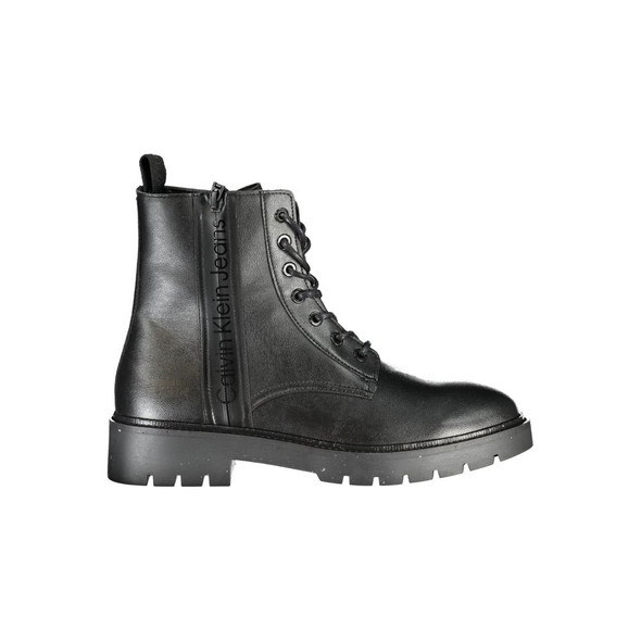 Sleek Black Ankle Boots with Laces and Zip Detail Sleek Black Ankle Boots with Laces and Zip Detail