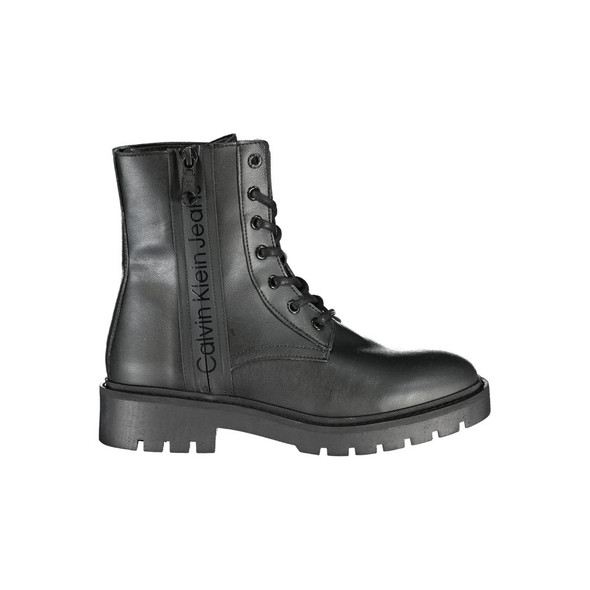 Chic Black Ankle Boot with Laces and Zip Detail Chic Black Ankle Boot with Laces and Zip Detail