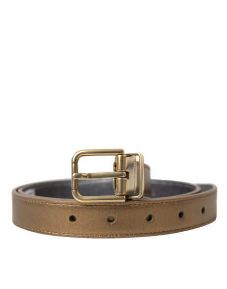 Dolce & Gabbana Metallic Gold Calf Leather Metal Buckle Belt Dolce & Gabbana Metallic Gold Calf Leather Metal Buckle Belt