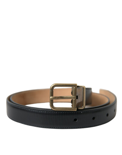 Dolce & Gabbana Black Calf Leather Gold Metal Buckle Belt Dolce & Gabbana Black Calf Leather Gold Metal Buckle Belt