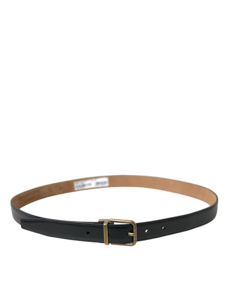 Black Calf Leather Gold Metal Buckle Belt Black Calf Leather Gold Metal Buckle Belt
