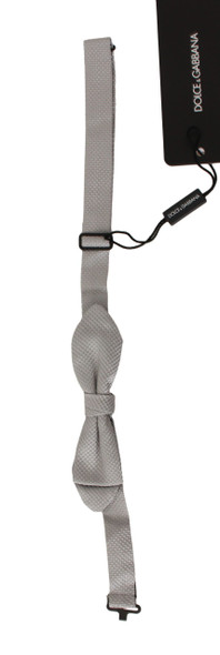 Gray 100% Silk Faille Adjustable Neck Bow Tie Papillon Gray 100% Silk Faille Adjustable Neck Bow Tie Papillon