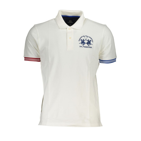 Elegant White Polo with Contrast Details Elegant White Polo with Contrast Details