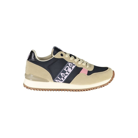 Beige Lace-Up Sneakers with Contrasting Details Beige Lace-Up Sneakers with Contrasting Details