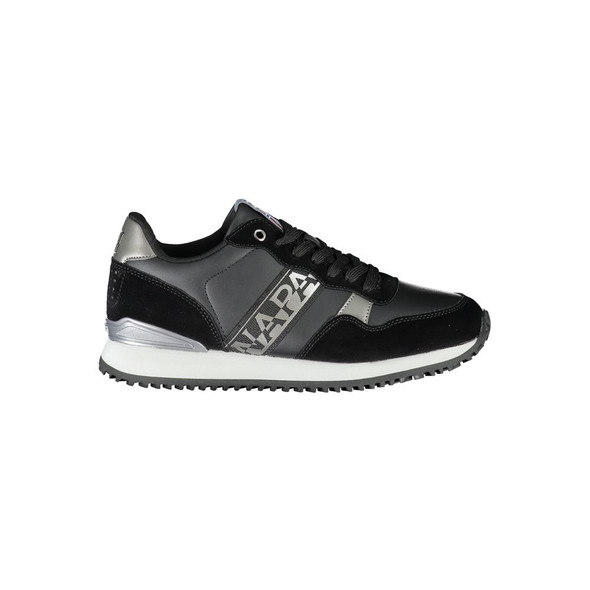 Chic Black Lace-Up Sneakers with Contrast Detail Chic Black Lace-Up Sneakers with Contrast Detail