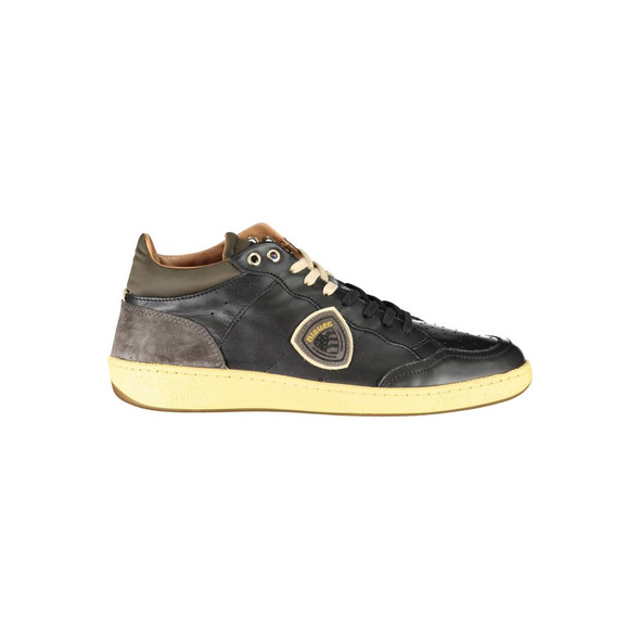 Blauer Sleek Black Lace-Up Sneakers with Contrast Details Blauer Sleek Black Lace-Up Sneakers with Contrast Details
