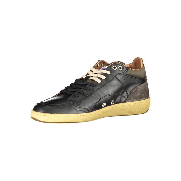 Blauer Sleek Black Lace-Up Sneakers with Contrast Details Blauer Sleek Black Lace-Up Sneakers with Contrast Details