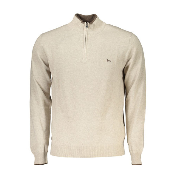 Beige Half-Zip Sweater with Embroidery Detail Beige Half-Zip Sweater with Embroidery Detail