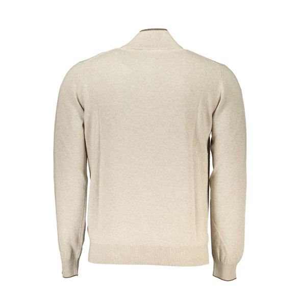 Beige Half-Zip Sweater with Embroidery Detail Beige Half-Zip Sweater with Embroidery Detail