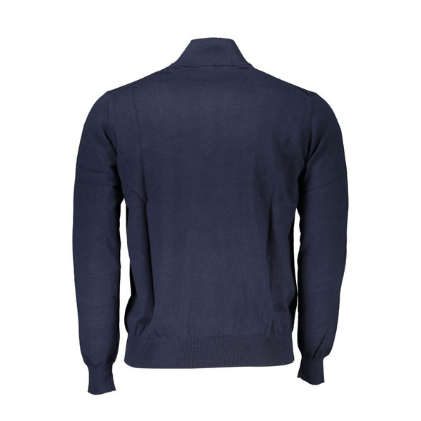Chic Half-Zip Blue Sweater with Embroidery Detail Chic Half-Zip Blue Sweater with Embroidery Detail