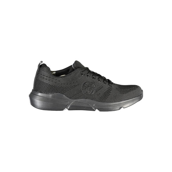 Sleek Black Lace-up Sneakers with Contrast Detailing Sleek Black Lace-up Sneakers with Contrast Detailing