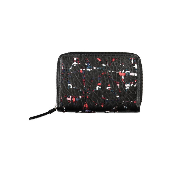 Elegant Black Zip Wallet with Contrasting Accents Elegant Black Zip Wallet with Contrasting Accents