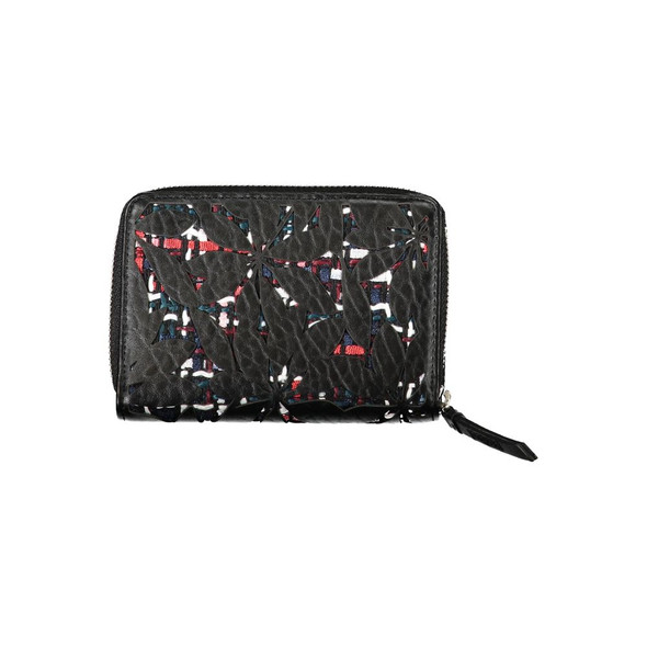 Elegant Black Zip Wallet with Contrasting Accents Elegant Black Zip Wallet with Contrasting Accents