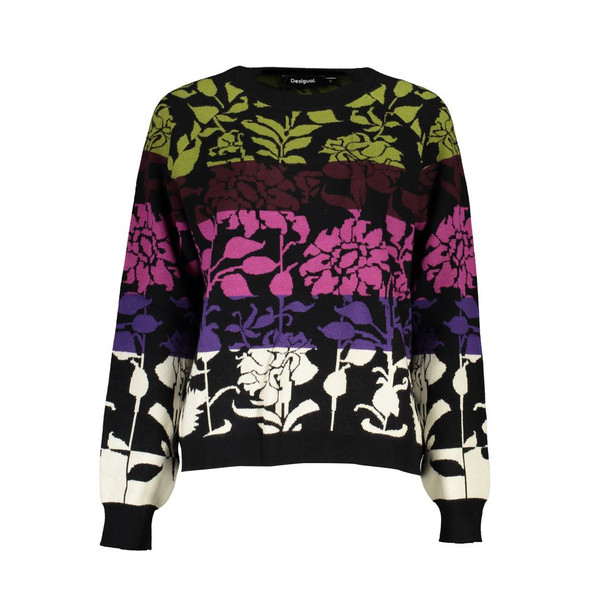 Chic Long-Sleeved Black Sweater with Contrast Details Chic Long-Sleeved Black Sweater with Contrast Details