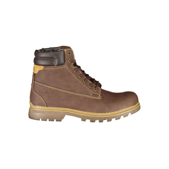 Elegant Brown Lace-Up Boots with Contrast Detail Elegant Brown Lace-Up Boots with Contrast Detail