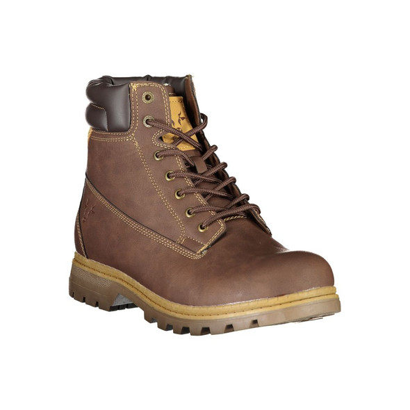 Elegant Brown Lace-Up Boots with Contrast Detail Elegant Brown Lace-Up Boots with Contrast Detail