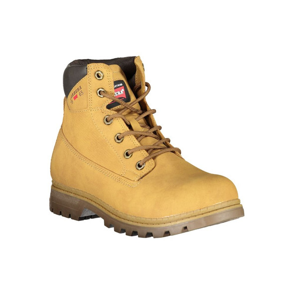 Vibrant Yellow Lace-Up Boots with Logo Detail Vibrant Yellow Lace-Up Boots with Logo Detail