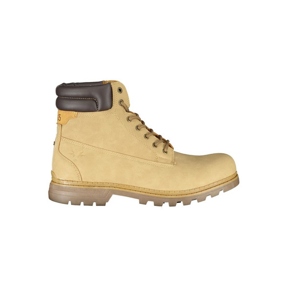 Dapper Beige Lace-Up Boots with Contrast Detailing Dapper Beige Lace-Up Boots with Contrast Detailing
