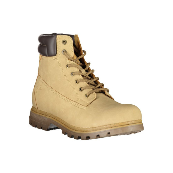 Dapper Beige Lace-Up Boots with Contrast Detailing Dapper Beige Lace-Up Boots with Contrast Detailing