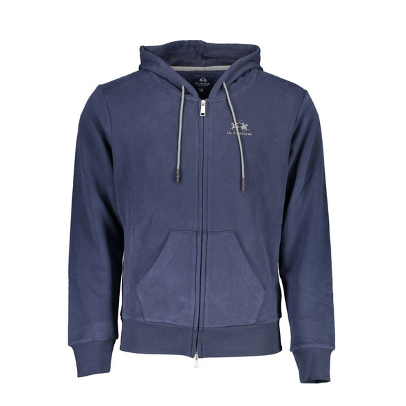 Elegant Blue Hooded Sweatshirt with Zip Detail Elegant Blue Hooded Sweatshirt with Zip Detail