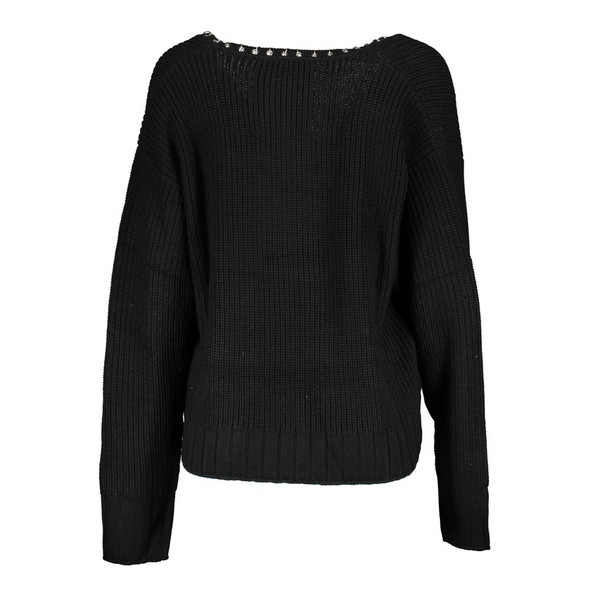 Elegant Long Sleeved V-Neck Sweater with Chic Details Elegant Long Sleeved V-Neck Sweater with Chic Details