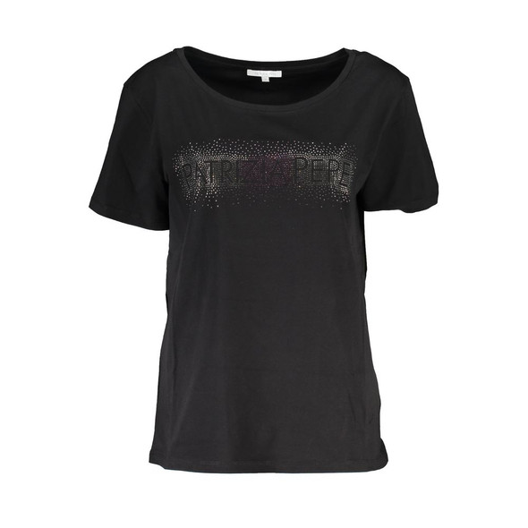 Chic Short Sleeve Wide Neck Tee with Contrast Details Chic Short Sleeve Wide Neck Tee with Contrast Details