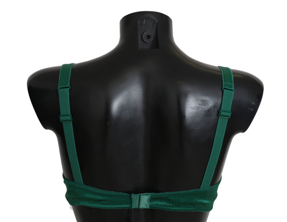 Dolce & Gabbana Green Silk Stretch Floral Lace Bra Underwear Dolce & Gabbana Green Silk Stretch Floral Lace Bra Underwear