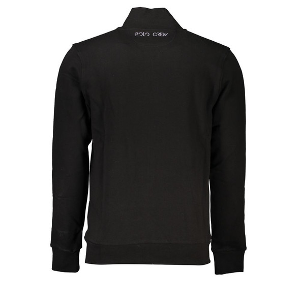La Martina Sleek Black Cotton Zip Sweater La Martina Sleek Black Cotton Zip Sweater
