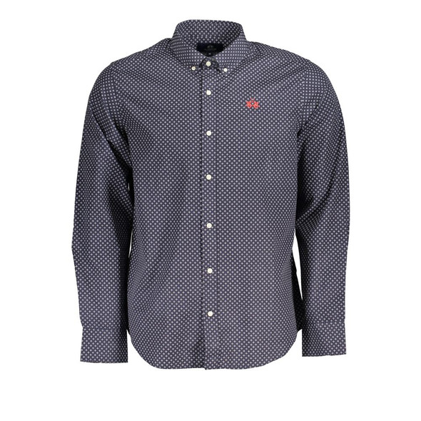 Blue Button-Down Cotton Shirt with Embroidery Blue Button-Down Cotton Shirt with Embroidery