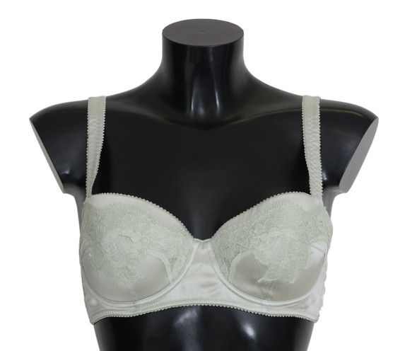 Dolce & Gabbana Green Balconcino Bra Floral Lace Underwear Dolce & Gabbana Green Balconcino Bra Floral Lace Underwear