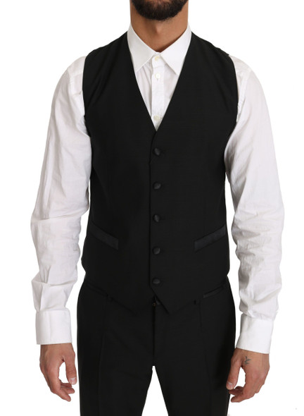 Black Wool Dress Waistcoat Gillet Vest Black Wool Dress Waistcoat Gillet Vest