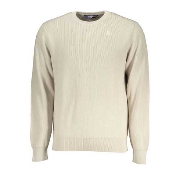 Beige Crew Neck Cotton Sweater with Logo Detail Beige Crew Neck Cotton Sweater with Logo Detail