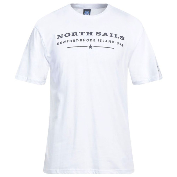 Elegant White Cotton Tee with Chest Print Elegant White Cotton Tee with Chest Print