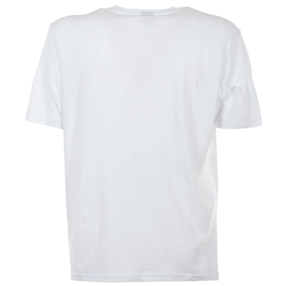 Elegant White Cotton Tee with Bold Blue Logo Elegant White Cotton Tee with Bold Blue Logo