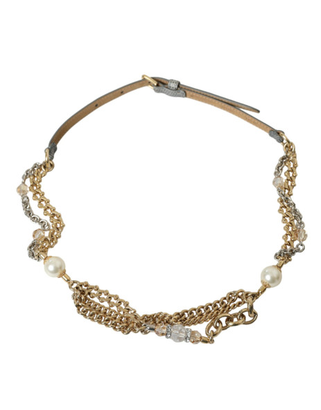Blue Braided Gold Brass Chain Waist Belt Blue Braided Gold Brass Chain Waist Belt