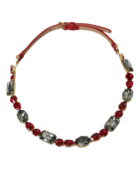 Red Leather Crystal Chain Waist Belt Red Leather Crystal Chain Waist Belt