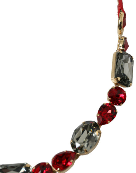 Red Leather Crystal Chain Waist Belt Red Leather Crystal Chain Waist Belt