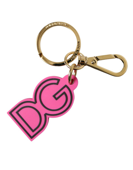 Pink Rubber Gold Tone Metal DG Logo Keyring Keychain Pink Rubber Gold Tone Metal DG Logo Keyring Keychain