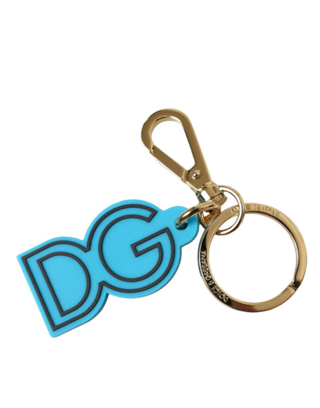 Blue Rubber Gold Tone Metal DG Logo Keyring Keychain Blue Rubber Gold Tone Metal DG Logo Keyring Keychain