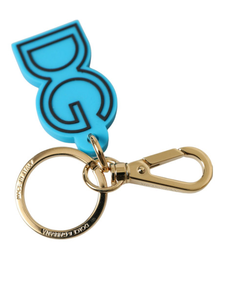 Blue Rubber Gold Tone Metal DG Logo Keyring Keychain Blue Rubber Gold Tone Metal DG Logo Keyring Keychain