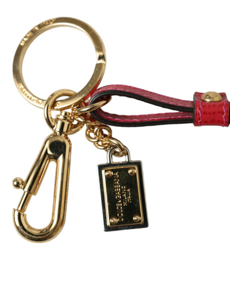 Red Calf Leather Gold Metal Logo Plaque Keyring Keychain Red Calf Leather Gold Metal Logo Plaque Keyring Keychain