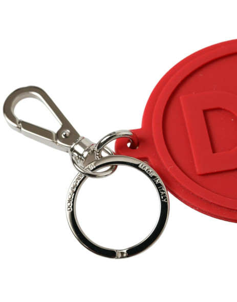 Red Rubber DG Logo Silver Brass Metal Keyring Keychain SMY101342 Red Rubber DG Logo Silver Brass Metal Keyring Keychain SMY101342