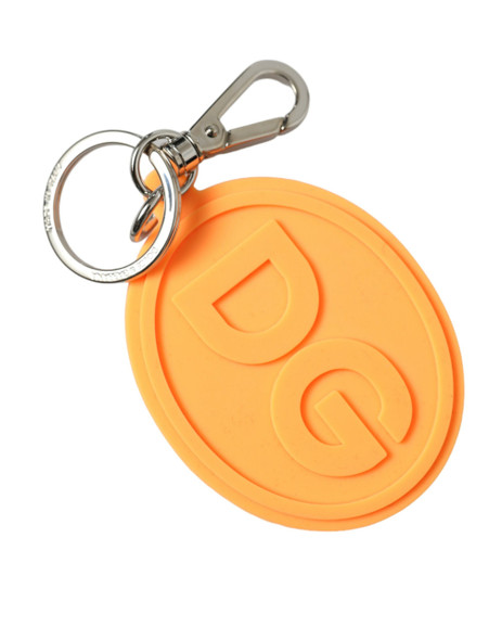Orange Rubber DG Logo Silver Brass Metal Keyring Keychain Orange Rubber DG Logo Silver Brass Metal Keyring Keychain