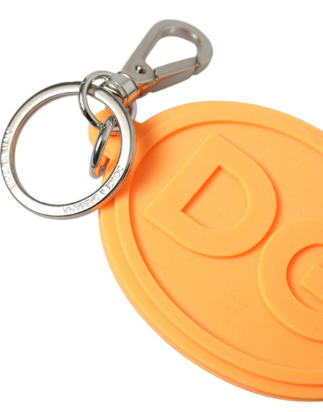 Orange Rubber DG Logo Silver Brass Metal Keyring Keychain Orange Rubber DG Logo Silver Brass Metal Keyring Keychain